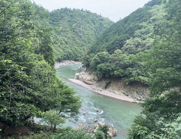 保津峡で水遊び
